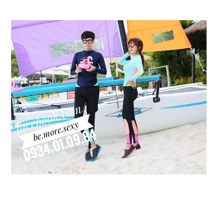 Đồ bơi dài tay Hàn Quốc xanh hồng vàng | BigBuy360 - bigbuy360.vn