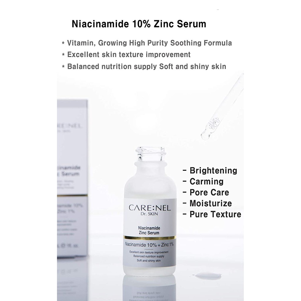 Tinh Chất Dưỡng Trắng Mịn, Cải Thiện Các Khuyết Điểm Của Da Care:nel Niacinamide 10% + Zinc 1% Serum 30ml
