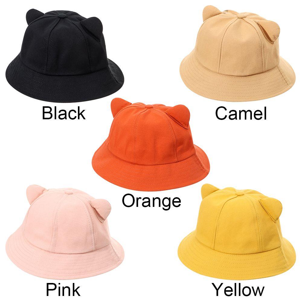 Nón Tai Mèo Chất Liệu Cotton Chống Tia UV Màu Trơn Dễ Thương