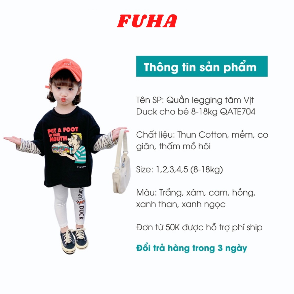 Quần legging bé gái FUHA chất len tăm in họa tiết hình vịt Duck nhiều màu