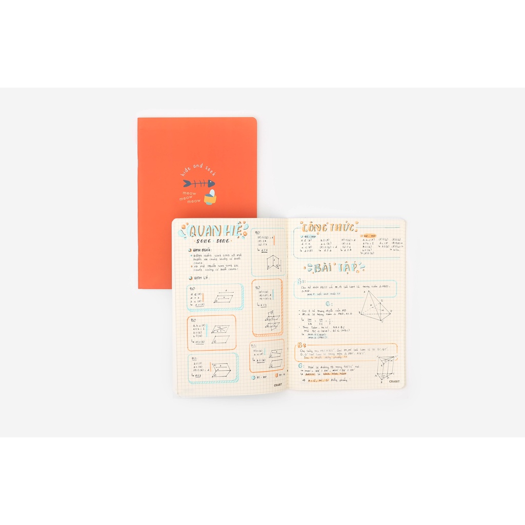 Set 3 Vở grid ô vuông 120 trang Crabit 70gsm