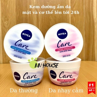 Kem dưỡng ẩm da mặt và body Nivea Care cấp ẩm và làm mềm da, chăm sóc da mặt, kem dưỡng da khô, da nhạy cảm, cream