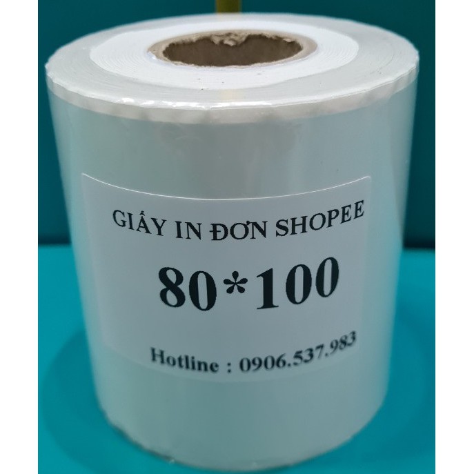 Giấy In Nhiệt Khổ A7 80x100 mm Dạng Cuộn 300 Tem Có Sẵn Lớp Dán 8x10 cm