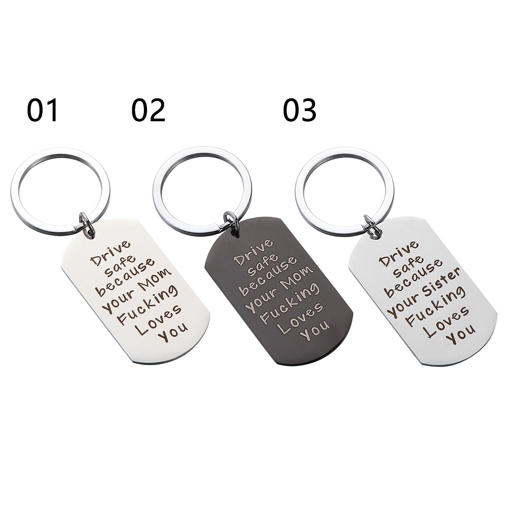 CACTU Gift For Mom Daughter Her Him Stainless Steel Accessories Bag Pendant Funny Keyring Letter Keyring