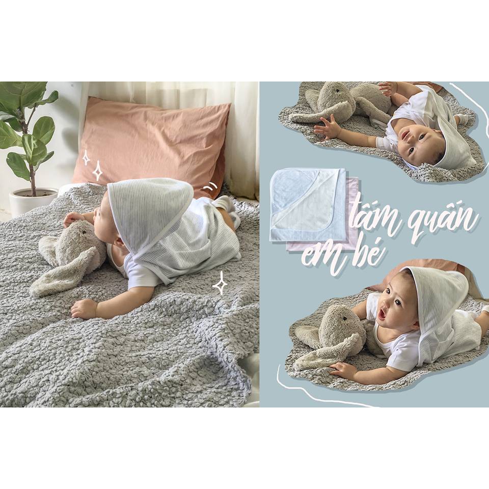 chăn quấn Ủ hè 1 lớp Miomio ( tấm quần hè mio ) cotton 72x72cm