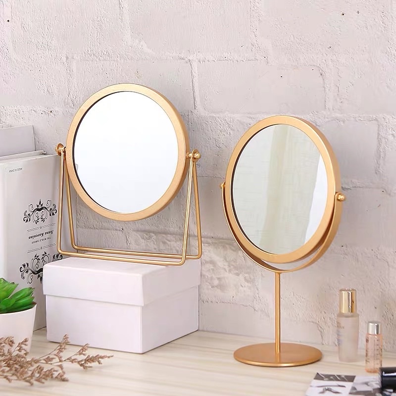 Gương tròn trang điểm mạ mạ vàng sang trọng phong cách Hàn Quốc -maydecor-