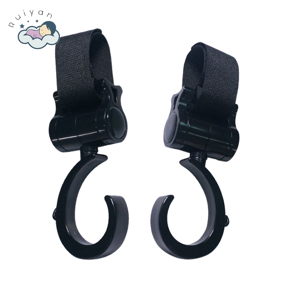 Bộ 2 Móc Treo Đồ Thiết Kế Xoay 360 Độ Trang Bị Cho Xe Đẩy Em Bé Tiện Lợi