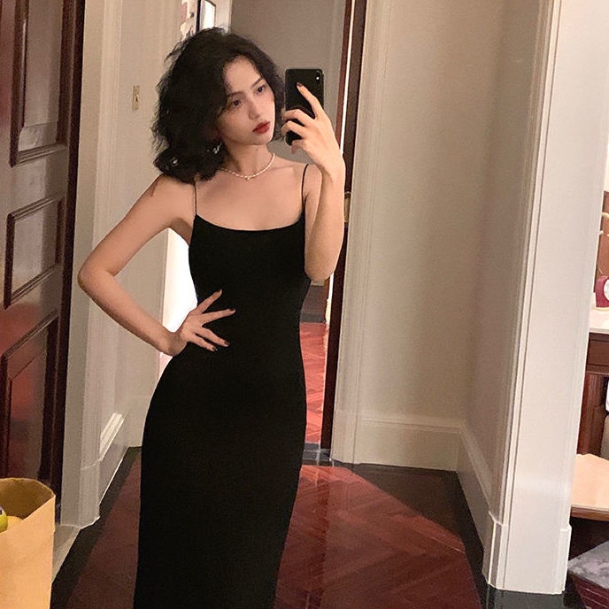 Green dress French retro sexy suspender dress advanced waist and thin package hip skirt European and American style pure desire bottoming skirt Z3