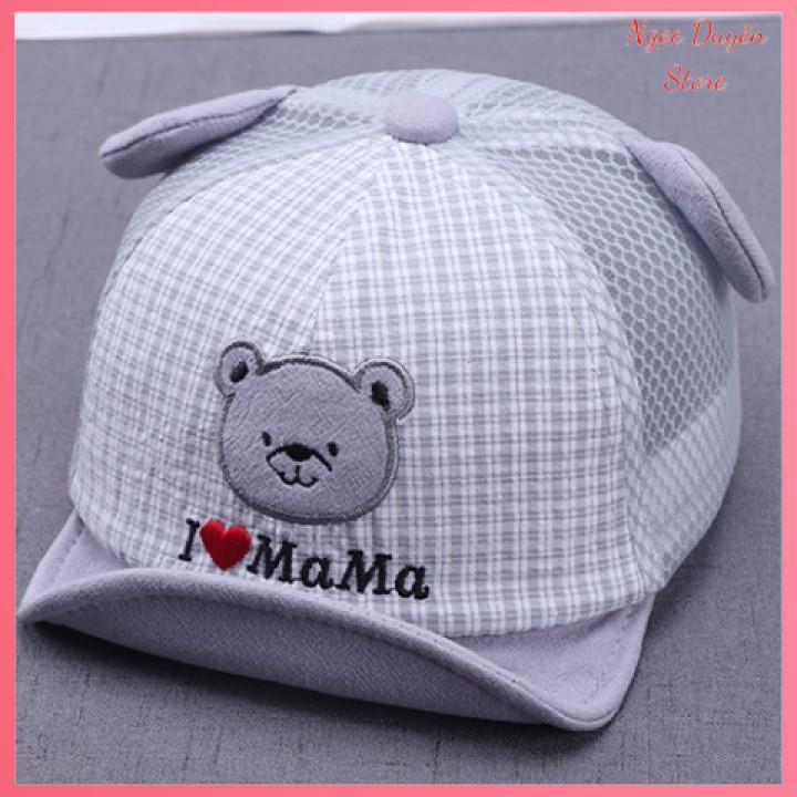 Nón mũ lưỡi trai I ❤️ mama bé trai bé gái hình gấu phối lưới siêu đẹp cho bé 0.5-3 tuổi [MU104]