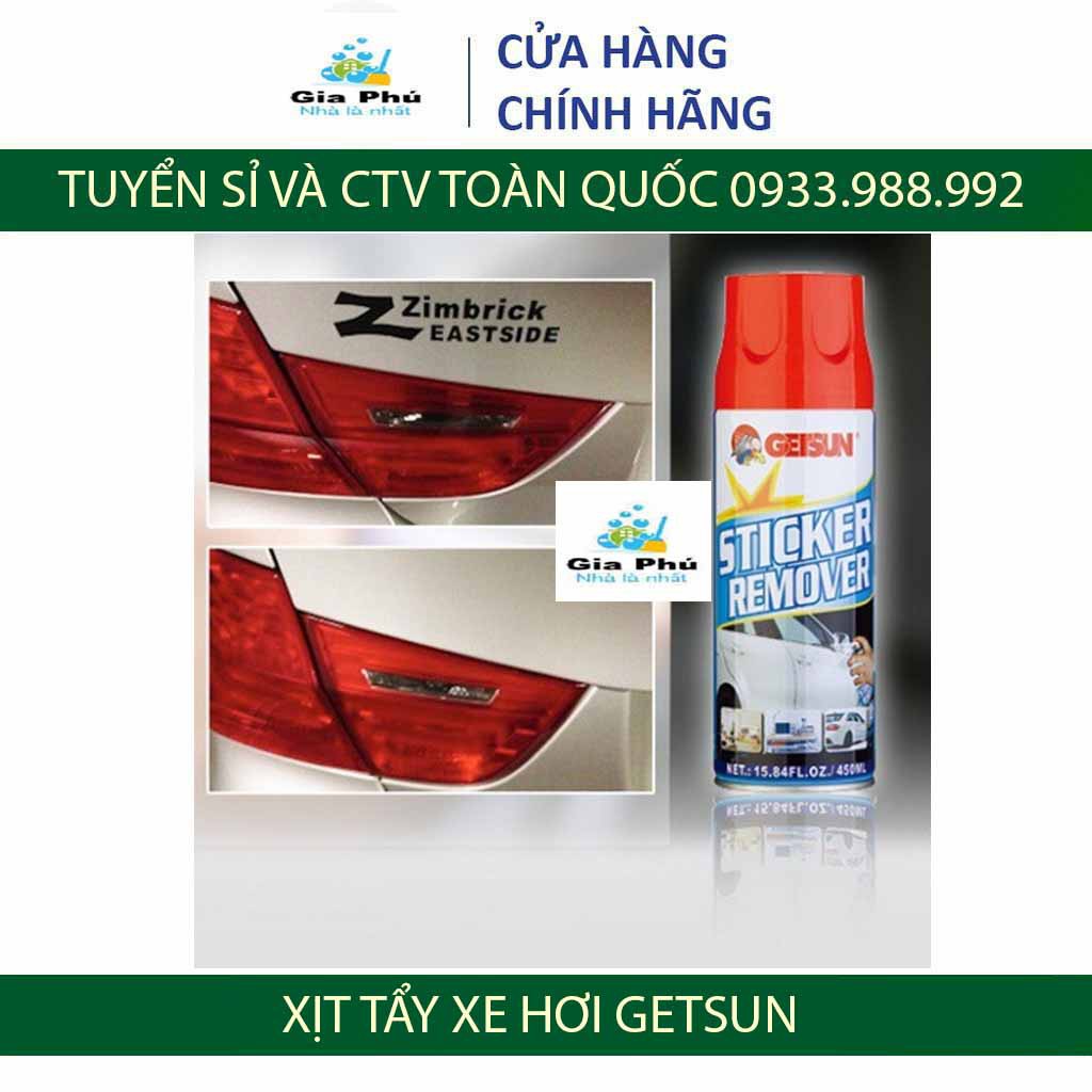 Xịt vệ sinh xe hơi 450ml GETSUN tẩy keo, băng dính, nhựa đương, sơn