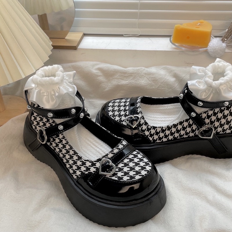 Giày lolita nữ độn đế cao,Giày da ulzzang nữ phong cách Hàn Quốc LT28