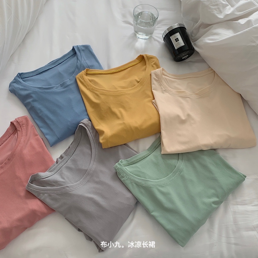 DUNEA Đầm Tay Ngắn Màu Trơn Kiểu Dáng Đơn Giản Thời Trang Dành Cho Nữ