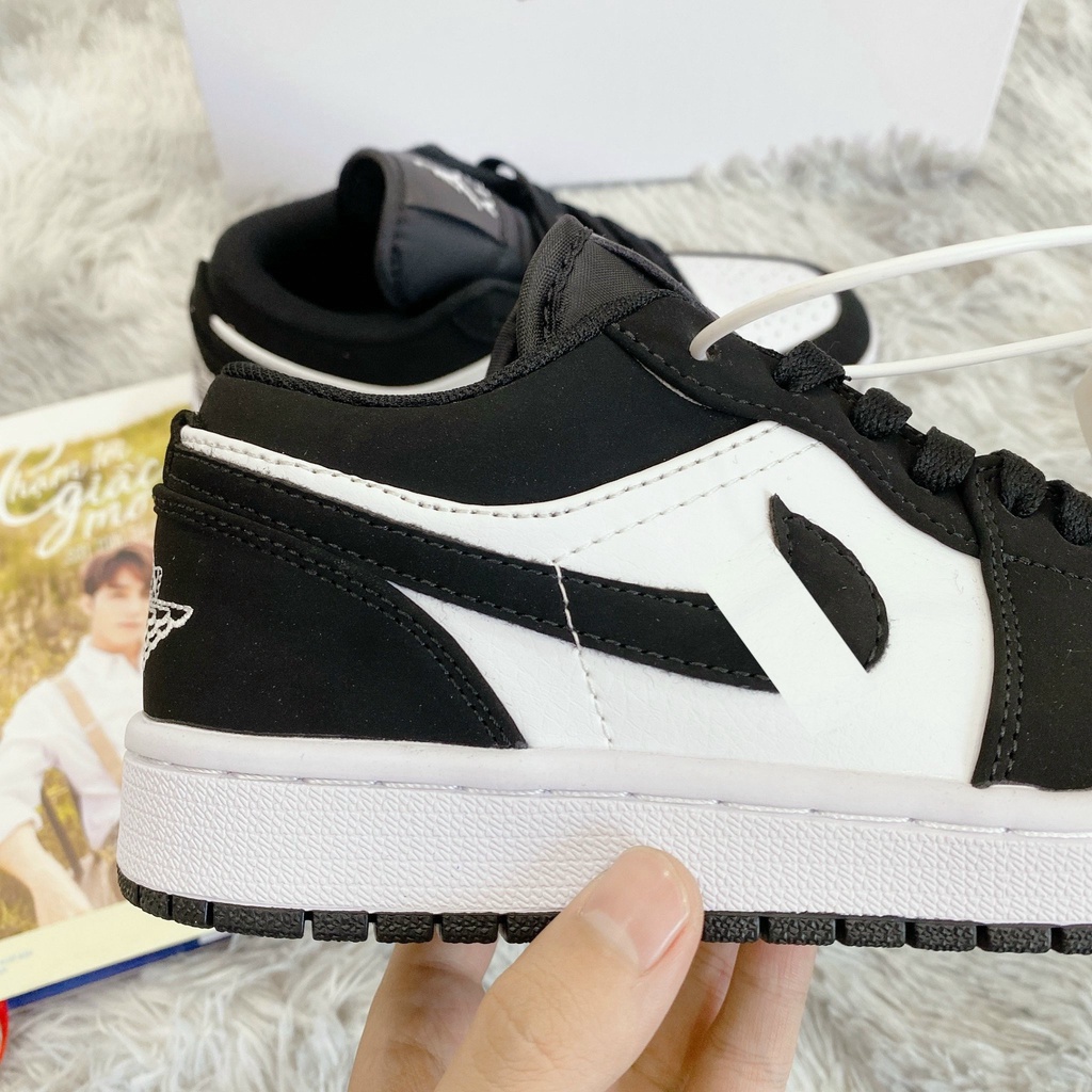 🎀 SIÊU HÓT 🎀 Giày Sneaker Jordan panda đen trắng da lộn cổ thấp nam nữ cao cấp full box + bill