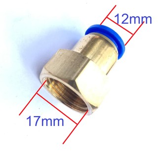 Đầu nối đồng ren trong 13mm, 17mm, 21mm nối với ống phun sương 12mm