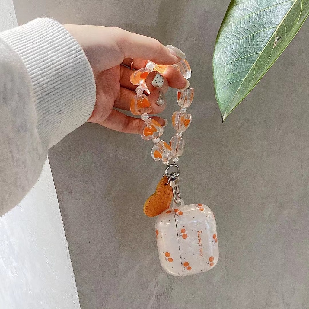 Vỏ Bảo Vệ Hộp Sạc Tai Nghe Bluetooth airpods 1 2 pro 3 Bằng tpu Mềm Gắn Dây Xích Họa Tiết Trái Tim Và Trái Tim Xinh Xắn