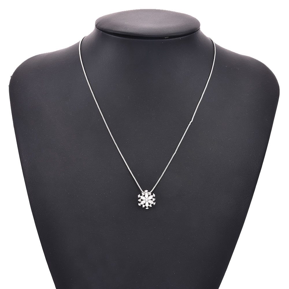 vòng cổ Mặt Hình Hoa Tuyết Đính Đá Pha Lê Phong Cách Retro