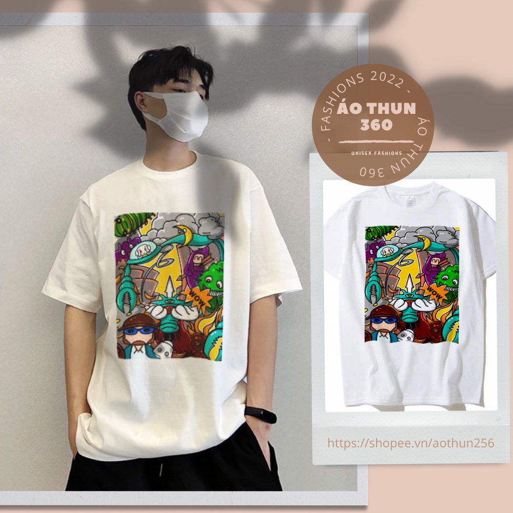 Áo Thun unisex form rộng màu sắc Grafity Dream nam nữ tee phông basic dáng oversize màu trắng 45 - 80kg