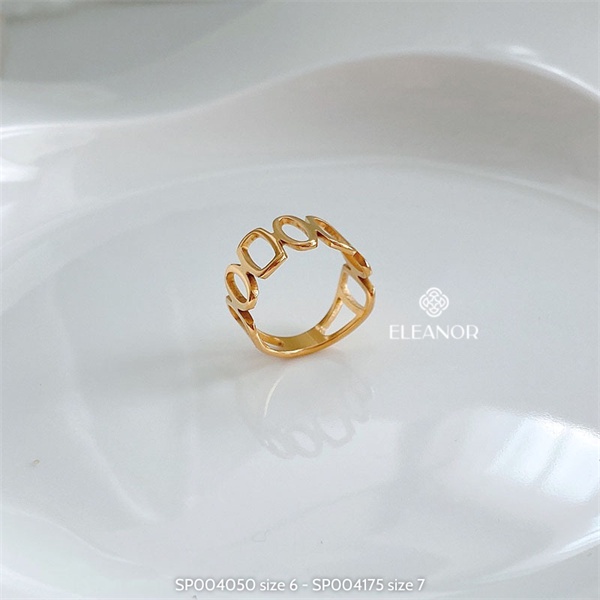 Nhẫn nữ titan Eleanor Accessories hình học bản to phụ kiện trang sức 4045