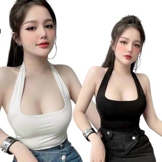 Áo yếm quàng cổ dáng croptop, Áo thun kiểu ôm body dáng ngắn