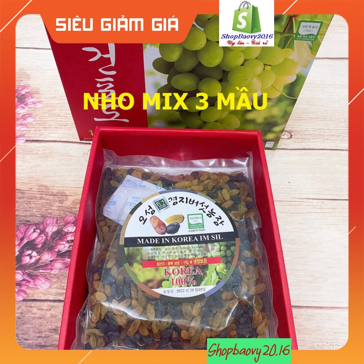 [SIÊU VIP] Nho khô Hàn Quốc hộp 1kg L1, nho khô Mix 3 mầu - Quà biếu Sang trong lịch sự | BigBuy360 - bigbuy360.vn