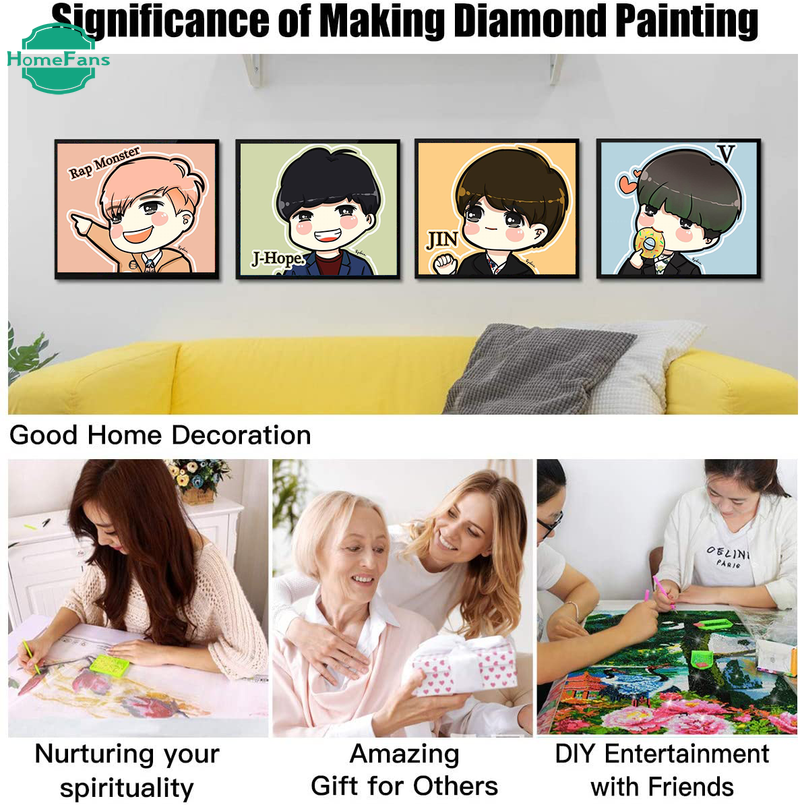 Bộ Tranh Đính Đá 5d Tự Làm Họa Tiết Nhóm Nhạc Bts Kích Thước 40x30cm