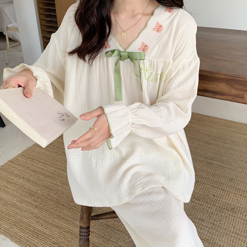 Bộ Đồ Ngủ Cotton Tay Dài Phong Cách Công Chúa Ngọt Ngào Thời Trang Xuân Thu 2022 Mới La102