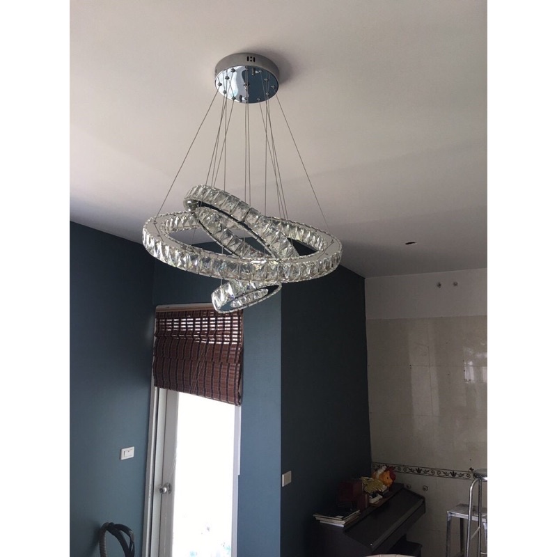 Đèn thả pha lê 3 vòng kích thước 30-50-70cm và 40-60-80cm 3 chế độ ánh sáng
