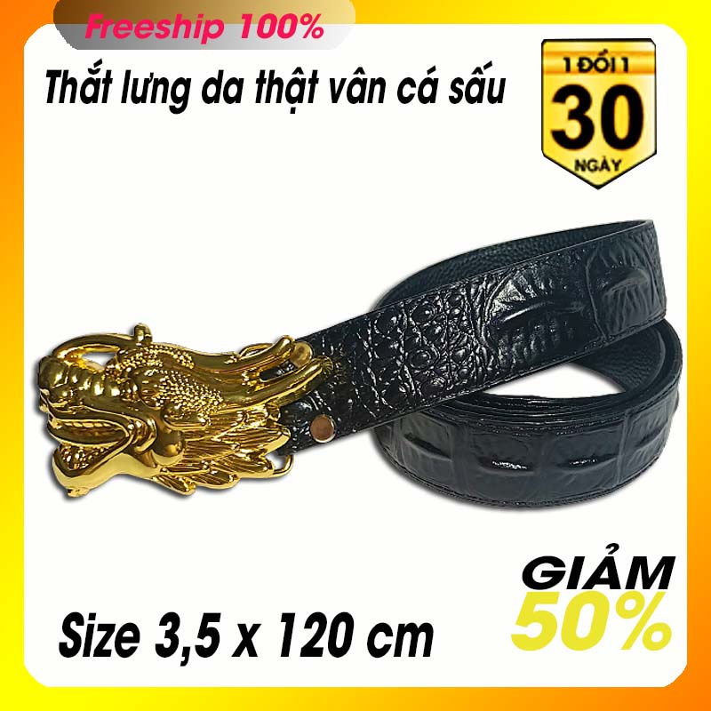 Thắt lưng nam da vảy cá lớp 2, bản 3,5 x 120 cm,đầu bằng kim loại, bền đẹp video sản phẩm