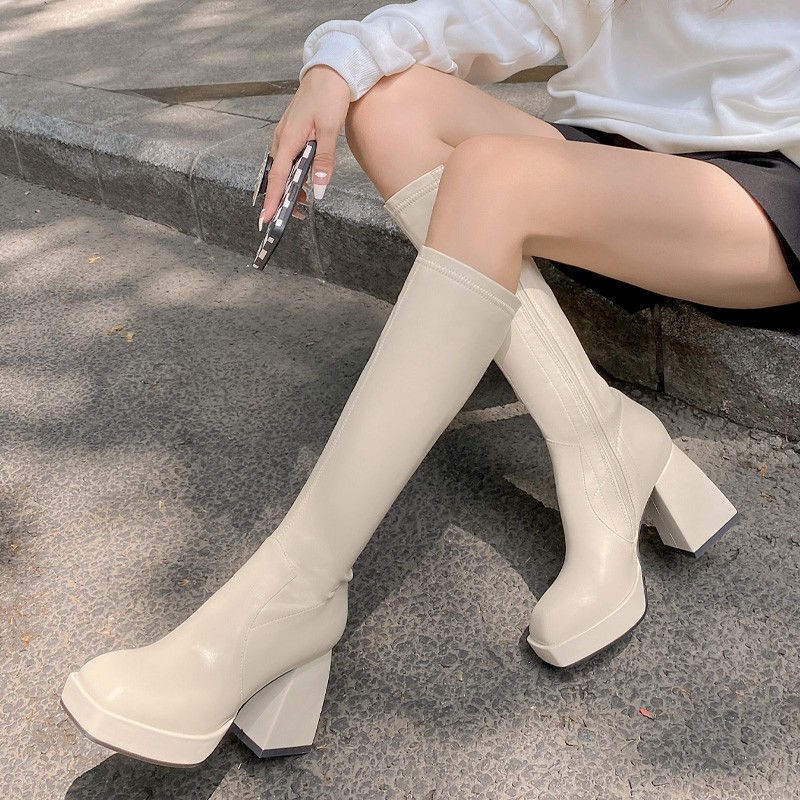 ❆▧giày bốt gối đùi thời cá tính dành cho nữ big size cao cổ gót, trang ulzzang hàn Anh quốc hot 2022