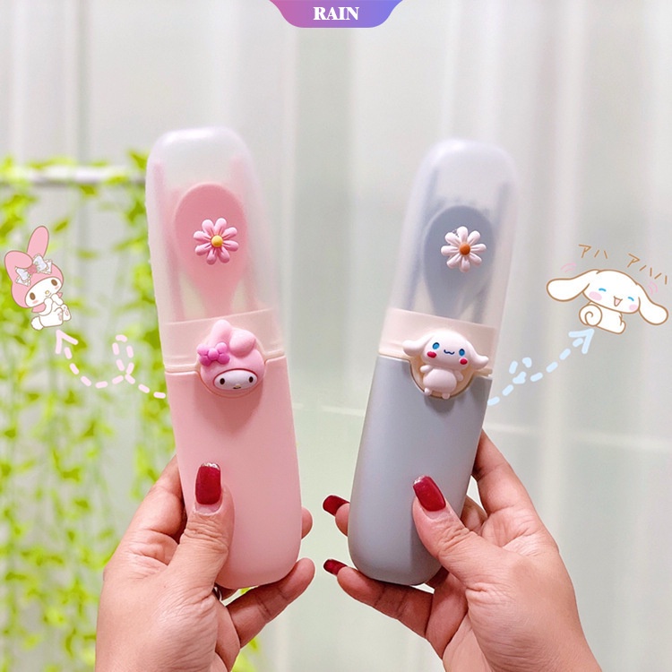 Bộ Dụng Cụ Ăn Uống Di Động Hình Hoạt Hình Sanrio Kuromi My Melody Hello Kitty Pom Pom Purin Di Động Cho Học Sinh [Sợi Niệm]