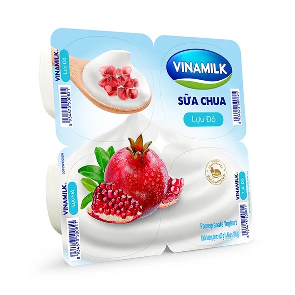 SỮA CHUA ĂN VINAMILK LỰU ĐỎ - VỈ 4 HỘP X 100G
