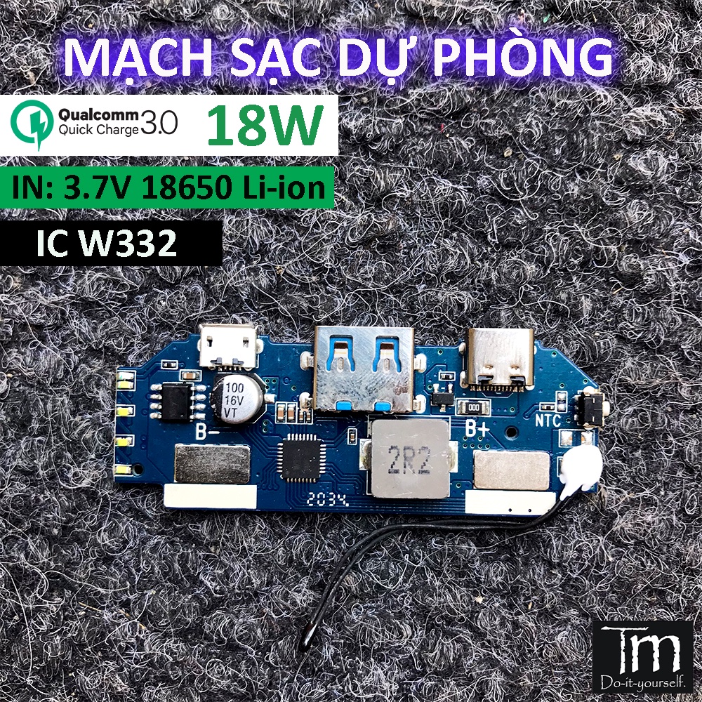 Mạch Sạc Dự Phòng Sạc Nhanh QC3.0 Chip W332 P155D