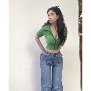 Quần jeans suông rách gối | Boho Jeans | Secodee