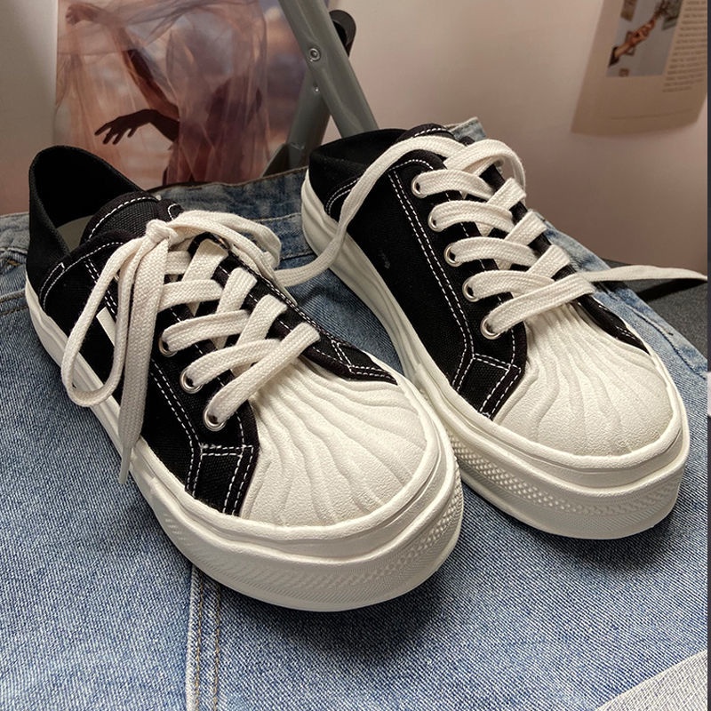 Giày Thể Thao canvas Trắng Mũi Vỏ Sò Thời Trang Cho Nữ