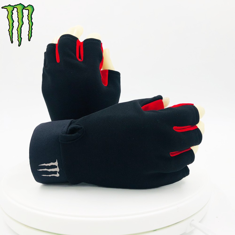 Găng tay ngắn ngón Monster mẫu mới cao cấp - Màu Đỏ