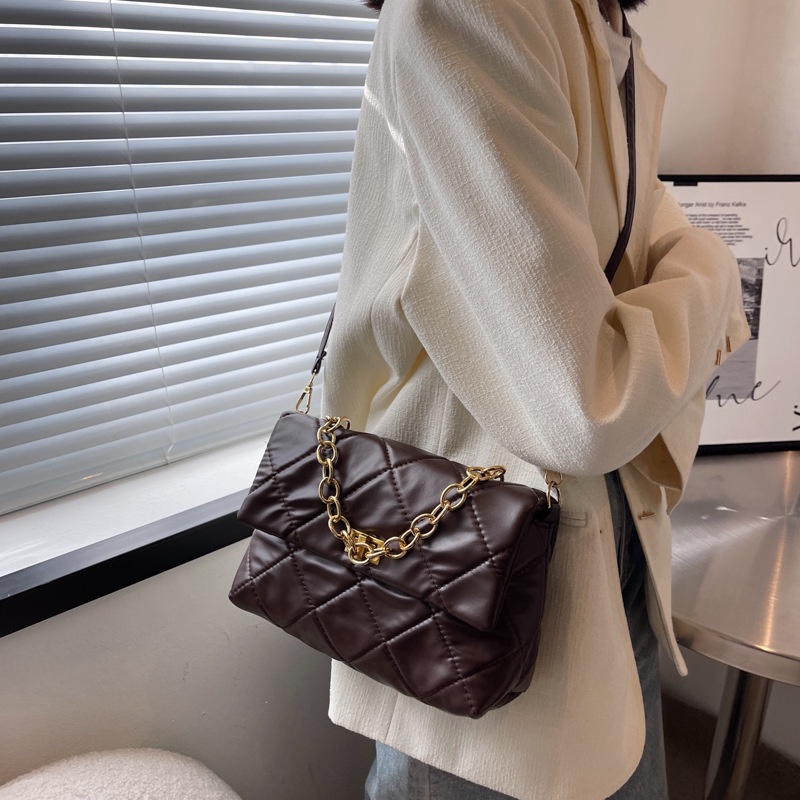 Túi Đeo JASMIN NOIR Chéo Dáng Vuông Nhỏ Họa Tiết Caro Phối Dây Xích Thời Trang Cao Cấp Cho Nữ