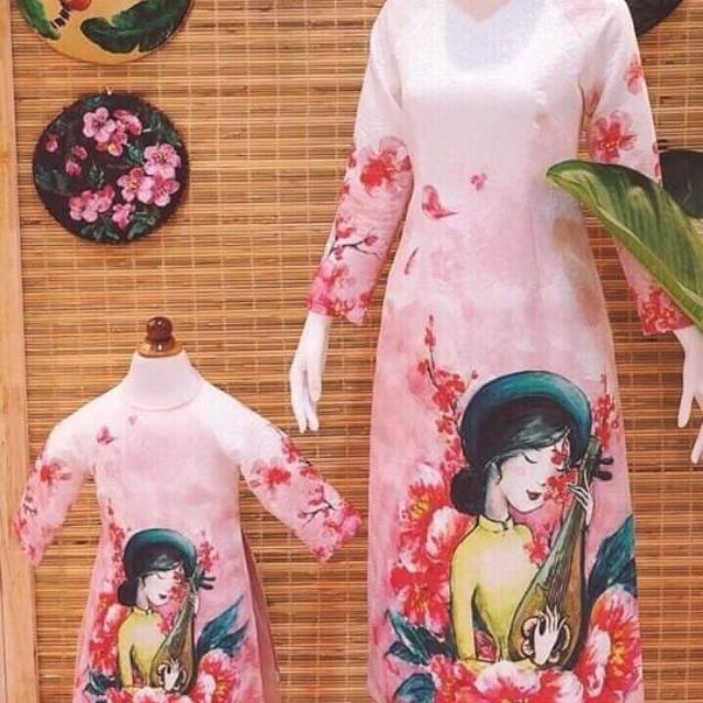 Set áo dài cách tân mẹ và bé