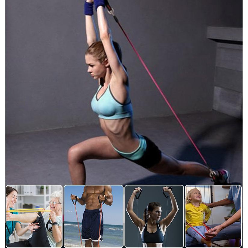 Bộ 5 dây tập GYM thể hình hiện đại đa năng dây ngũ sắc cao cấp