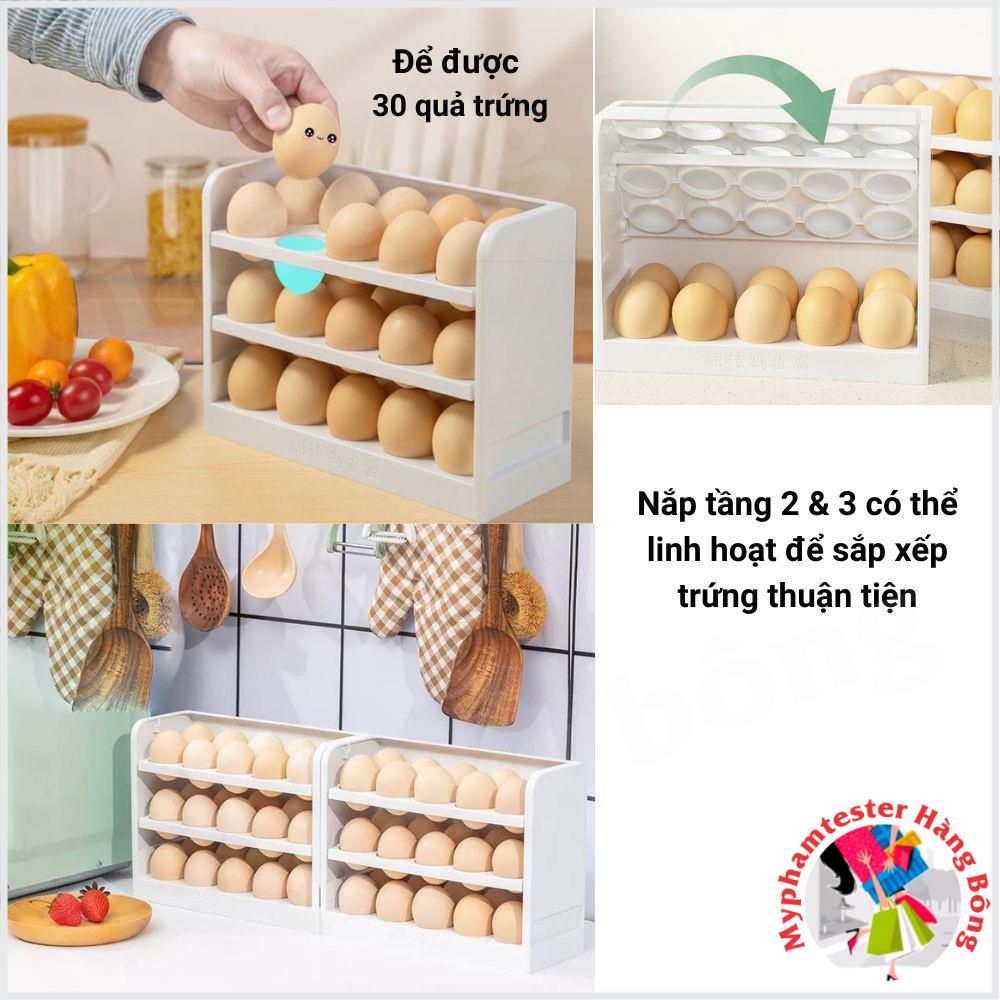 Khay đựng trứng, hộp đựng trứng tủ lạnh 3 tầng 30 ô thông minh chống rơi vỡ