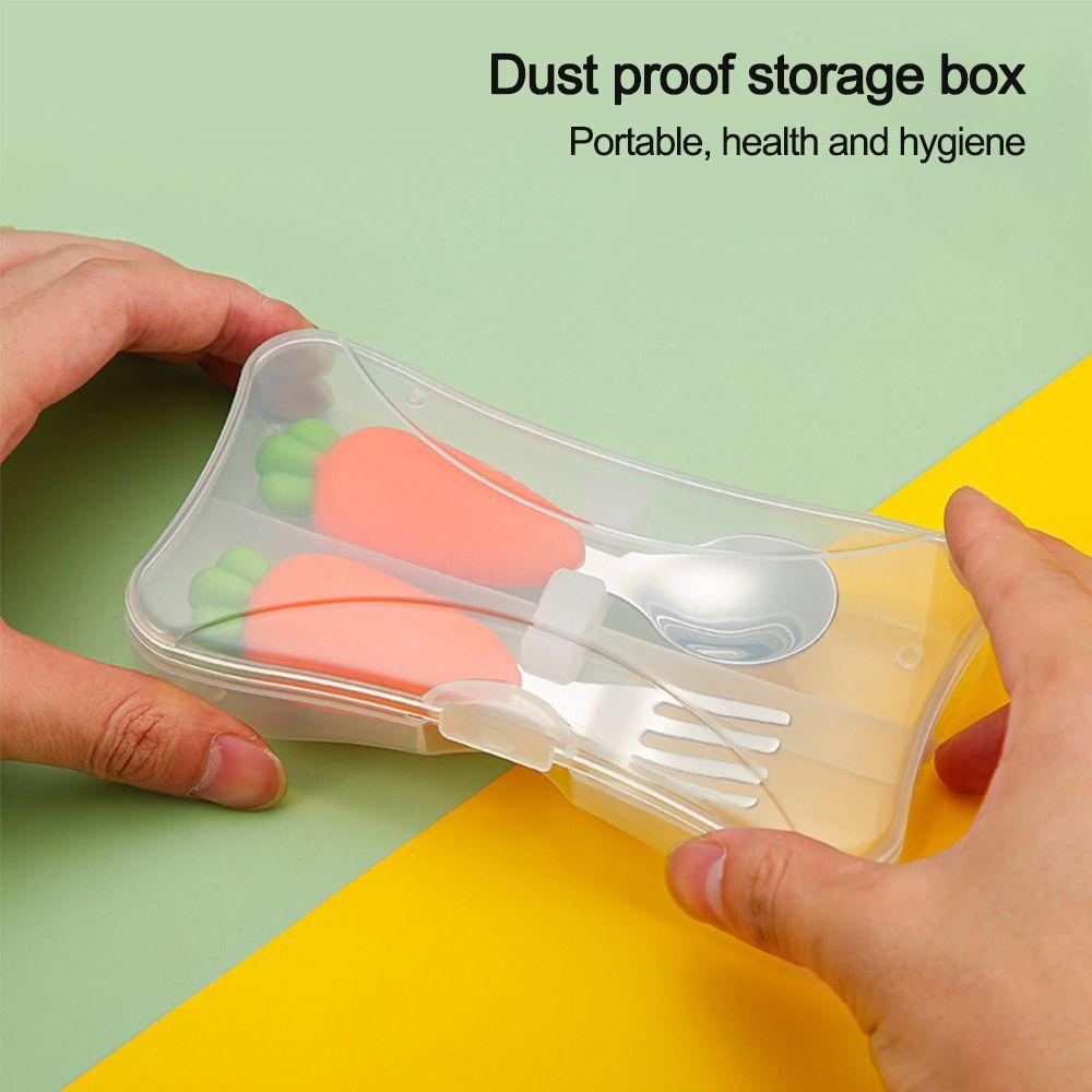 Bộ Muỗng Nĩa Hình Cà Rốt Hoạt Hình Dễ Thương Cho Bé