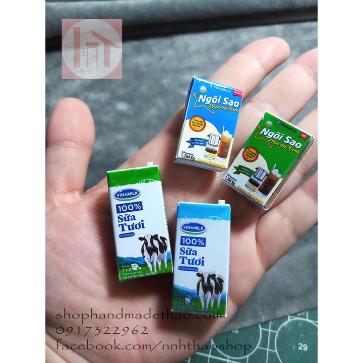 Đồ hộp tý hon trang trí mô hình, dollhouse_Sữa hộp giấy
