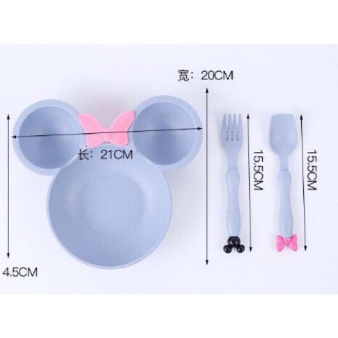 Khay ăn dặm cho bé Mickey kèm thìa và dĩa có hộp đựng