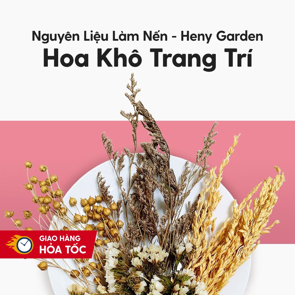 Hoa Khô Trang Trí Nến Thơm, Sáp Thơm Handmade HENY GARDEN Túi Nhiều Loại