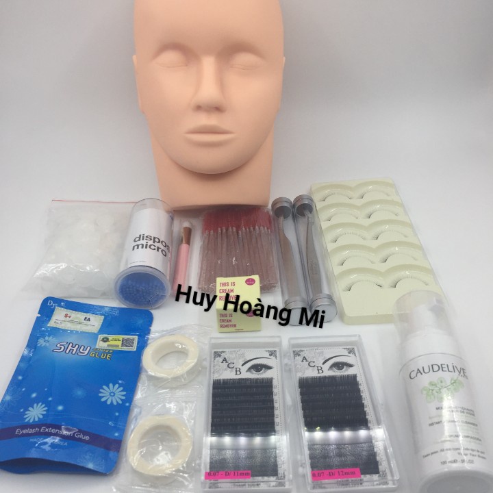 Combo tập nối mi cơ bản 360k_dụng cụ mi_keo nối mi_uốn mi_Huy Hoàng Mi