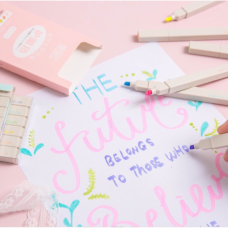 Set 6 Bút Dạ Đánh Dấu Nhiều Màu Tiện Lợi