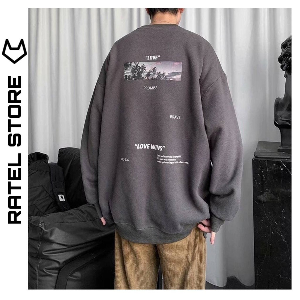 Áo Sweater Local Brand Nỉ Bông Love Wins Thu Đông Ulzzang Unisex Form Rộng