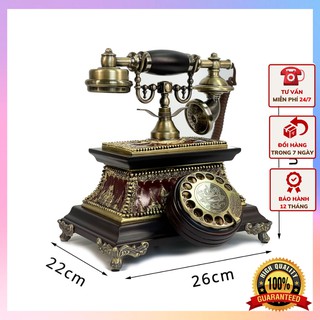 Điện thoại để bàn TÂN CỔ ĐIỂN cao cấp, điện thoai cổ quay số với chức năng nghe gọi dùng sim và dùng cáp - DT16