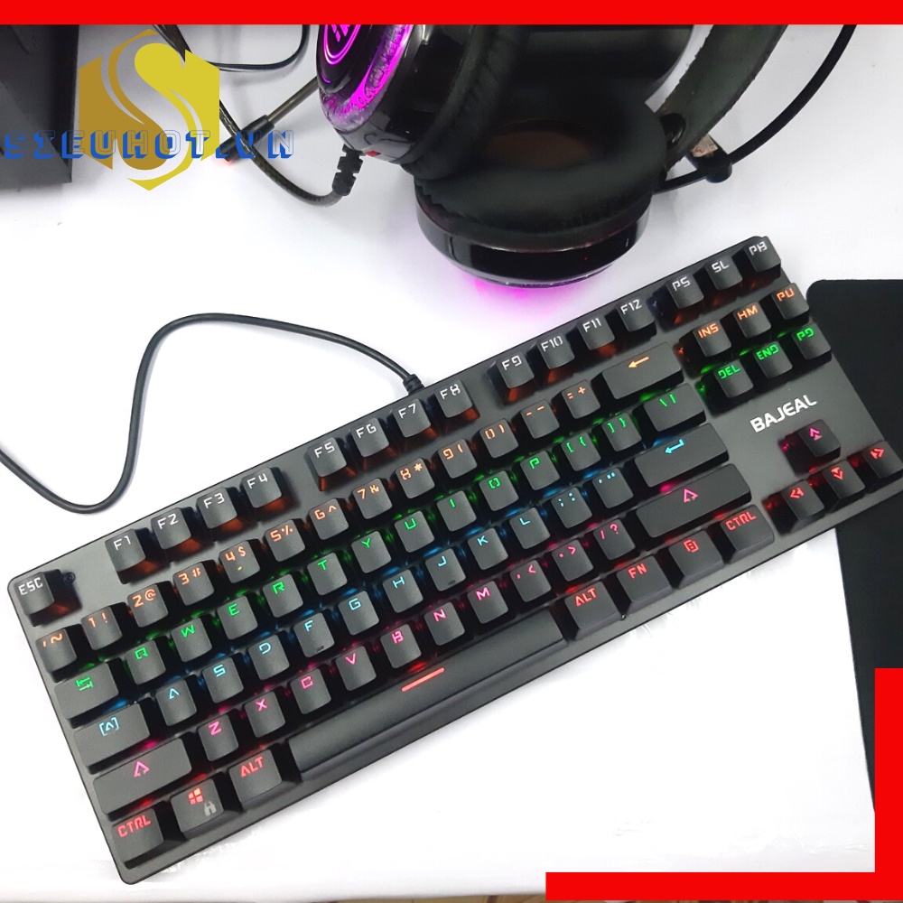 Bàn phím cơ có dây máy tính BAJEAL k200 TKL led gaming keyboard pc chuyên game cao cấp