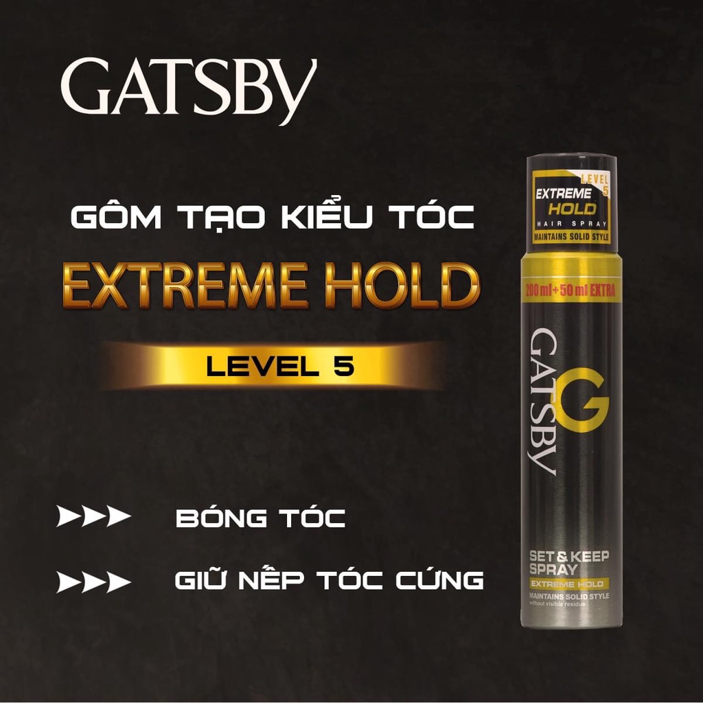 [Chính Hãng 100%] Gôm Xịt Tạo Kiểu Tóc Gatsby 250ml - Nhập Khẩu Indonesia