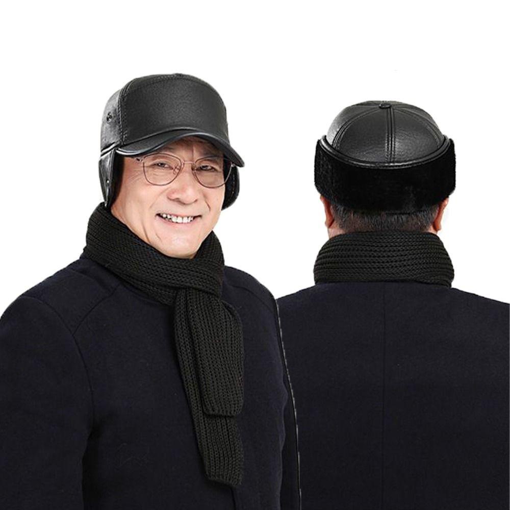 BACK2LIFE Mũ Phi Công Nga Bằng Da PU Lót Lông Dày Dặn Giữ Ấm Tai Cho Nam
